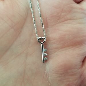 Diamond Heart Key Pendant